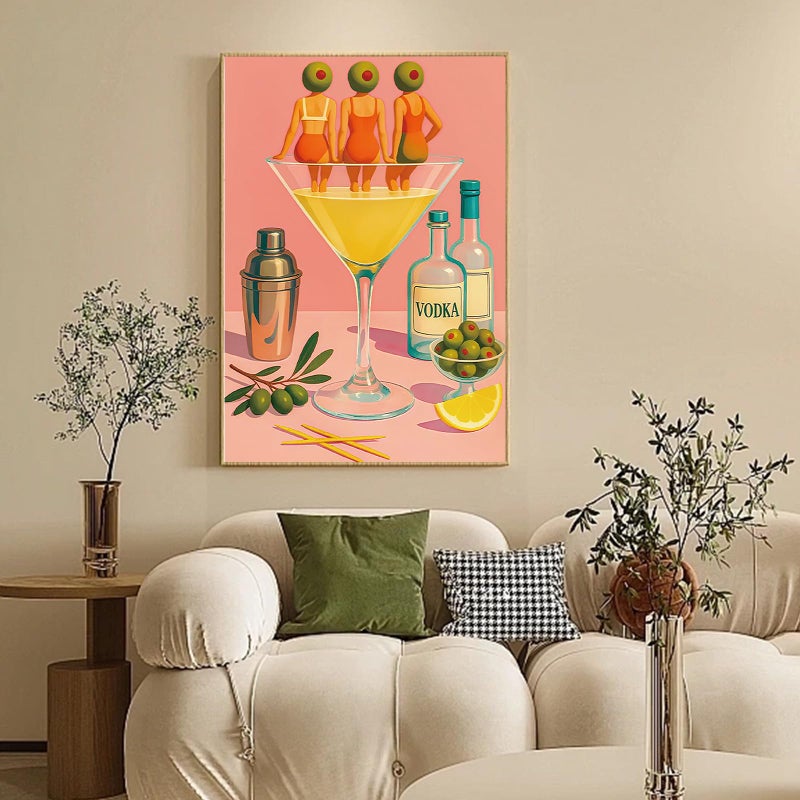 Camocin Framed Paint by Numbers Kit for Adults - Cocktail Paint by Numbers with Frame for Beginner, Retro Cocktail Acrylic Adult Painting by Number Kits on Canvas Framed for Gift Decor 8 x 12 Inch - Image 2