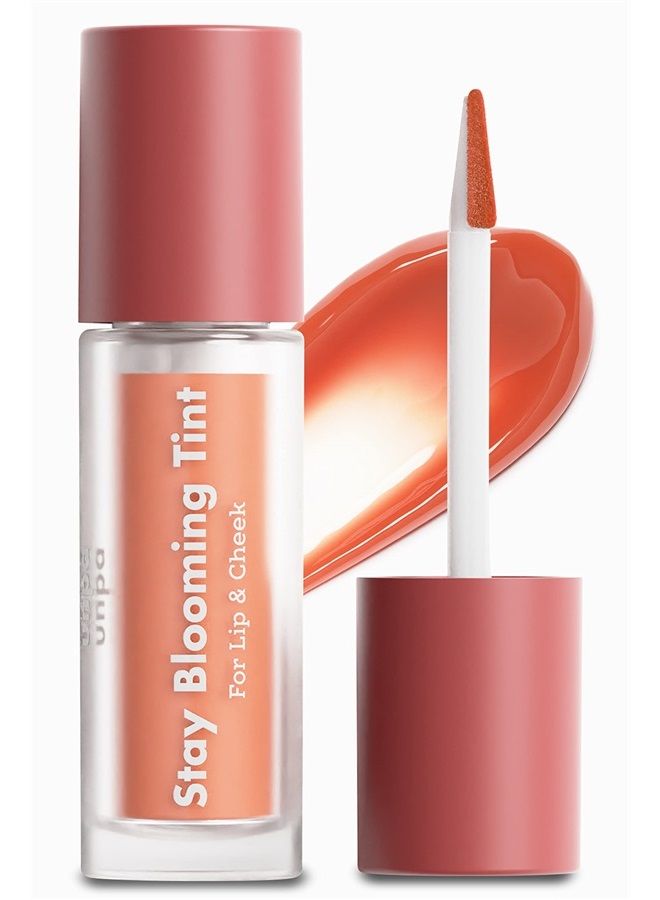 unpa Bubi Bubi Stay Blooming Lip and Cheek Tint (Hydrangea Coral) Lip and Cheek Stain Red Moisturizing Lip Tint Korean Makeup | Hydrating Lip Tint Liquid Blush Water Tint Lip Stain for Dry & Pale Lips - Image 1