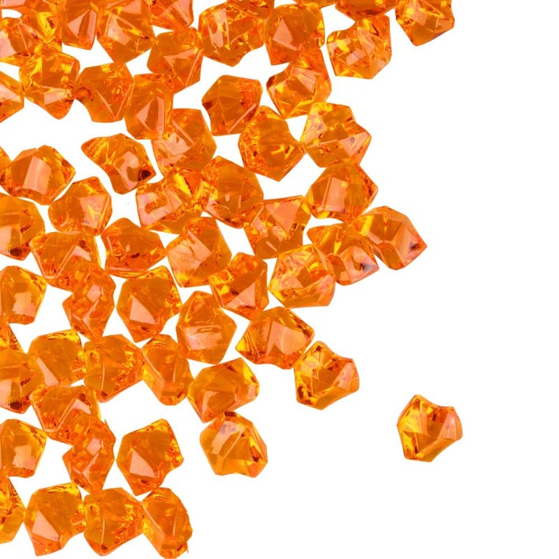 PMLAND Clear Fake Ice Rocks  550 Pcs Large Orange Acrylic Gems Crushed Plastic Diamonds 3 Lbs  225 Quarts Bulk Vase Filler for Centerpieces Holidays Parties Aquarium  Table Scatter