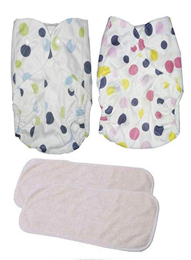 Crawl'in Baby Washable Cloth Diaper Nappies with Baby Diaper Insert Pads Combo (Set of 2) (Print May Vary) (Assorted Colours) (Design 2) - Image 1