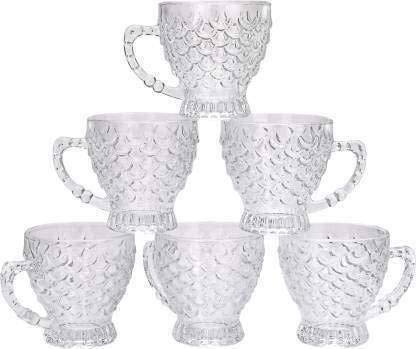 Swami Enterprise Crystal Glass Fancy Bubble Design Tea Cup210 ML with Saucer Set for Hot Coffee Green Tea Pineapple Design Cups and Saucers Pack of 12 PC - Image 2
