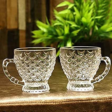 Swami Enterprise Crystal Glass Fancy Bubble Design Tea Cup210 ML with Saucer Set for Hot Coffee Green Tea Pineapple Design Cups and Saucers Pack of 12 PC - Image 4