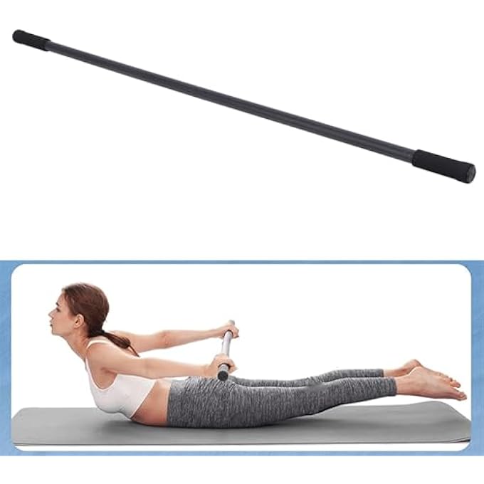 rayihni عصا يوغا بطول 5 أقدام، عصا مرنة قابلة للتعديل من الفولاذ المتين، مع 4 قضبان فولاذية ومقابض من الفوم، لتحسين الحركة والمرونة والتوازن، عصا تمارين للياقة البدنية - Image 4