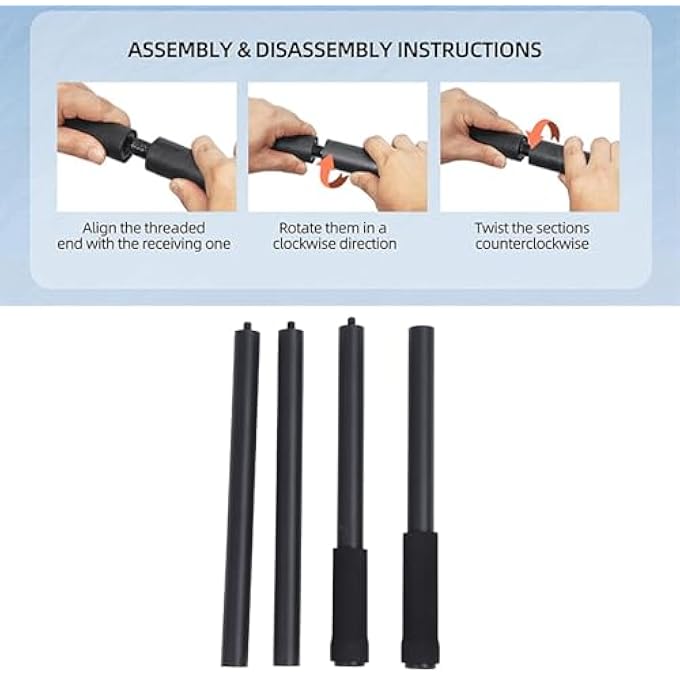 rayihni عصا يوغا بطول 5 أقدام، عصا مرنة قابلة للتعديل من الفولاذ المتين، مع 4 قضبان فولاذية ومقابض من الفوم، لتحسين الحركة والمرونة والتوازن، عصا تمارين للياقة البدنية - Image 3