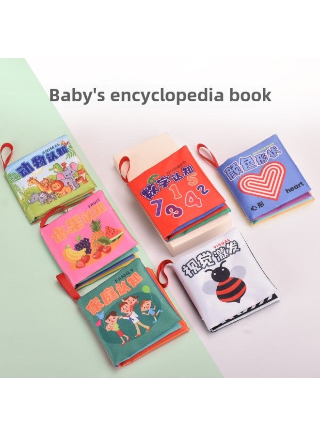 Children's Digital Animal Ringing Paper Cloth Book 0-3 Years Old Infant Toys Educational Enlightenment Early Education Cloth Book Baby Cloth Book-Color: Six-piece Small Cloth Book Set (4 Pages And 8 Sides Containing Ringing Paper)  - Image 1
