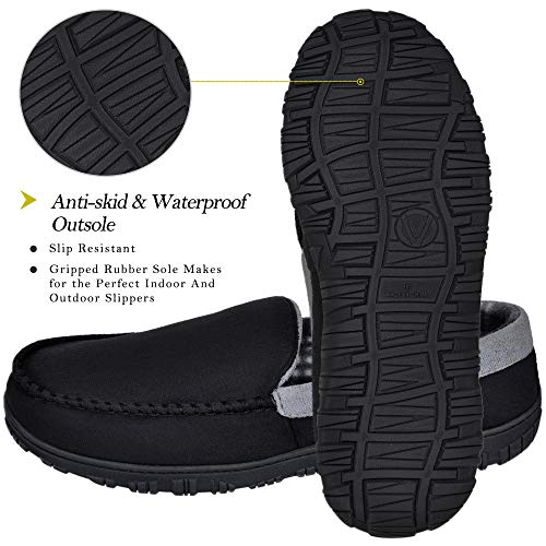MIXIN Slippers for Men House Shoes Moccasin with Comfortable Memory Foam Indoor Outdoor black grey 13 - Image 4