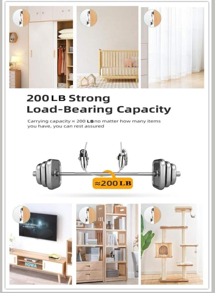 SYOSI 4Pack Furniture Anchors,Anti Tip Furniture Anchors for Baby Proofing,Furniture Wall Anchors Earthquake Straps for Cabinet,TV Stand,Cabinet,Shelf,Dresser Wall Safety Anchor Prevent Falling - Image 4