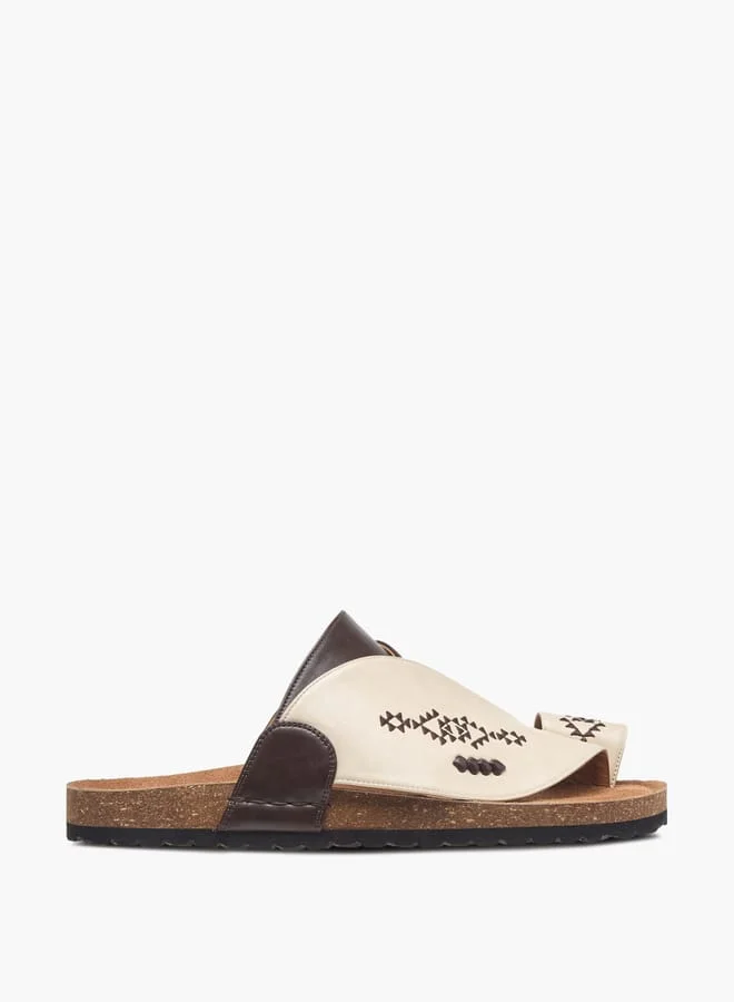 Al Waha Men Embroidered Slip-On Arabic Sandals with Toe Loop