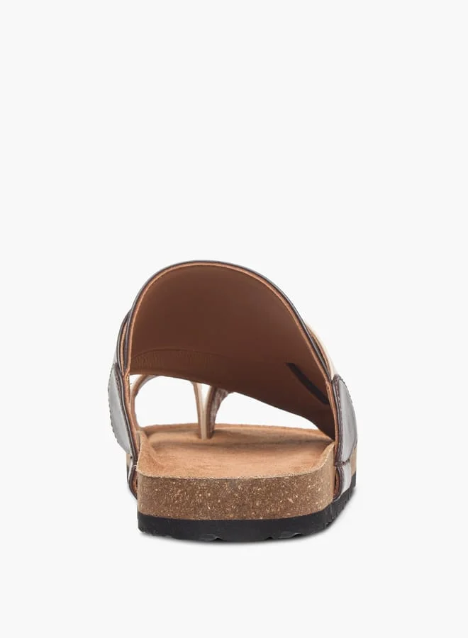 Al Waha Men Embroidered Slip-On Arabic Sandals with Toe Loop