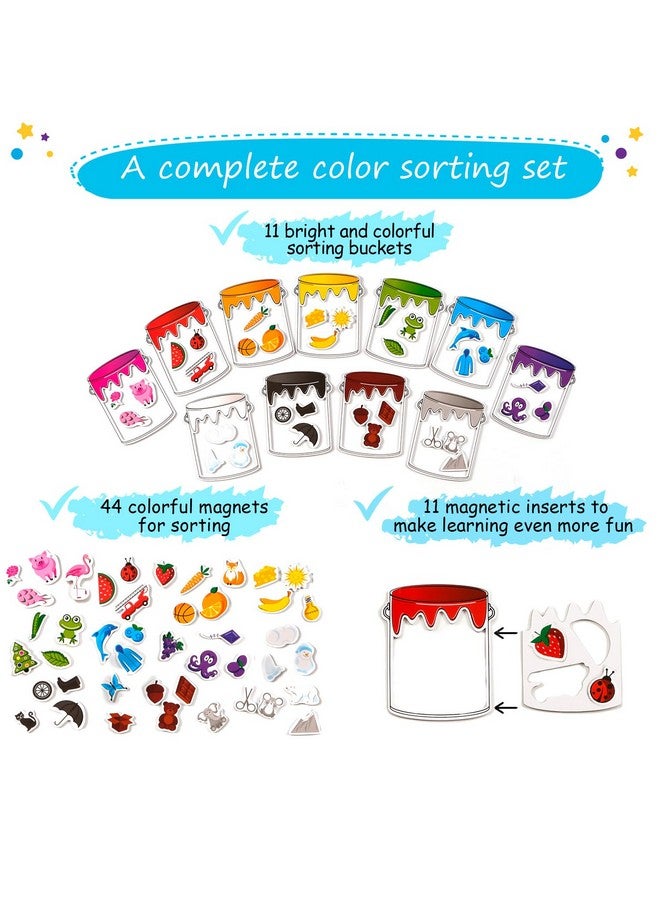Simply magic 11 Jars Magnetic Color Sorting Set - Color Sorting Toys for Toddlers, Magnetic Shapes, Learning Colors Recognition Magnets, Color Matching Games for Toddlers, Preschool Circle Time - Image 3