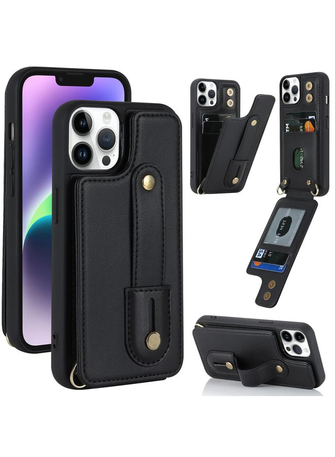 S-TOP Case For iPhone 13 Pro Max Wristband Vertical Flip Wallet Back Cover Phone Case - Image 1