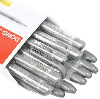 Dong-a My Metal Gel Ink 0.7mm Roller Ball Pen - Silver Colors 12 Pcs 1 Dozen (Pack of 12 Pens) - Image 1
