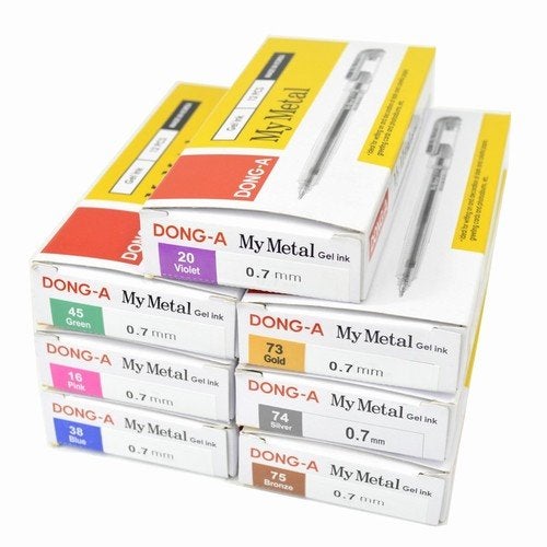 Dong-a My Metal Gel Ink 0.7mm Roller Ball Pen - Silver Colors 12 Pcs 1 Dozen (Pack of 12 Pens) - Image 5