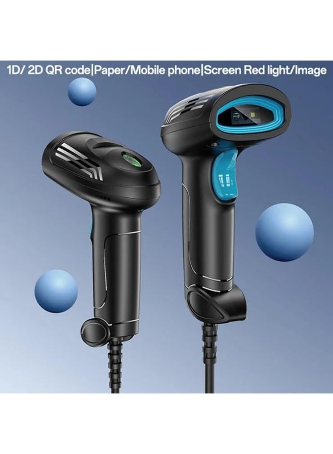 يسيدو ماسح ضوئي للباركود سلكي USB 1D 2D قارئ رموز QR ماسح ضوئي محمول POS للبيع بالتجزئة والمستودعات والمكاتب (أسود) - Image 5