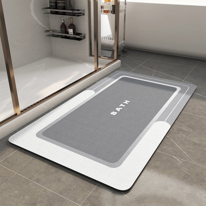 BATH MATBATH MAT RUG NON SLIP SUPER ABSORBENT STAIN RESISTANT QUICK DRY THIN BATHROOM RUGBATH MATS FOR BATHROOM FLOOR BATHTUB VANITYBATHMAT BATH RUG EASY CARE 17X35 GREY