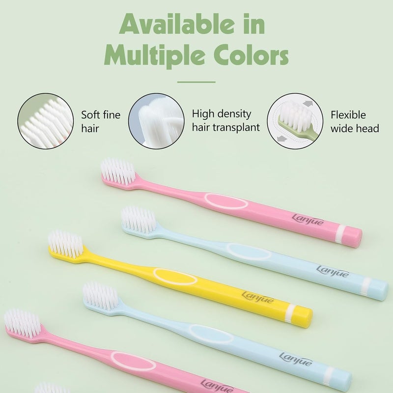 Lanjue 6pcs Travel Toothbrush Set, Extra Soft Toothbrushes for Adults Gentle Portable Manual Toothbrush with Individual Travel Case Deep Cleaning Flossing Toothbrushes for Sensitive Teeth(Multicolor) - Image 4
