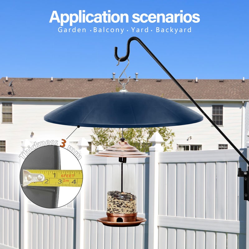 andergi 19.25-Inch Extra Large Squirrel Baffle,Hummingbird Feeder Shade Dome Cover, Bird Feeder Rain Guard, Hanging Squirrel Proof for Shepherd's Hook Outdoors (Blue) 2 Pack - Image 3