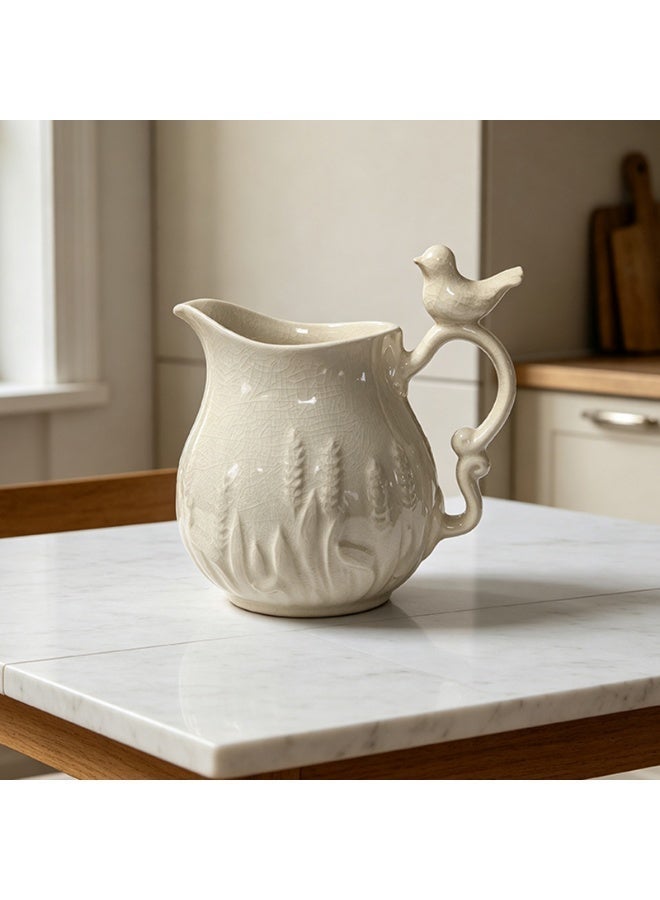 A vase with a bird-shaped handle, 8.66 inches tall, made of ceramic, suitable for home décor. - Image 1