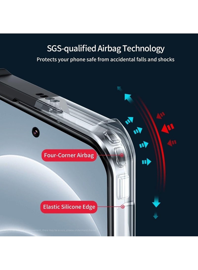 Case for Poco M7 Pro 5G Clear Cover Hard PC Back Cover with Shockproof Border 360 Degree Impact Resistant non-Yellowing Transparent Cover for Xiaomi Poco M7 Pro 5G