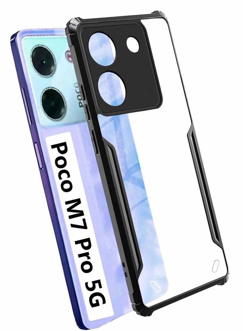 Case for Poco M7 Pro 5G Clear Cover Hard PC Back Cover with Shockproof Border 360 Degree Impact Resistant non-Yellowing Transparent Cover for Xiaomi Poco M7 Pro 5G