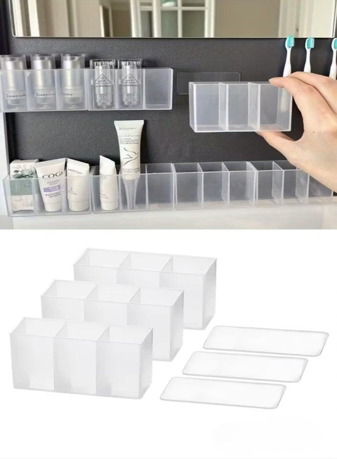 TROFFLLY Mini Wall-Mounted Grid & cosmetic Storage Box,Suitable for Organizing Lipsticks, Makeup Brushes, eyebrow pencil Pen Holder Student Office Desk and Daily Small Items (3) - Image 1