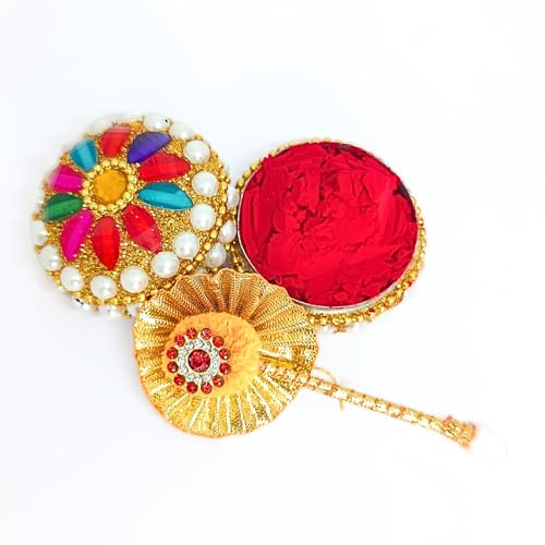 santarms Fancy Sindoor Box for Gift with Tilak Stick | Pooja Articles Gifting Sindoor Moti Dibbi - kumkum box with beautiful stick for multi-purpose - Image 1