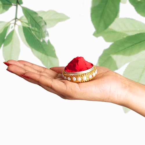 santarms Fancy Sindoor Box for Gift with Tilak Stick | Pooja Articles Gifting Sindoor Moti Dibbi - kumkum box with beautiful stick for multi-purpose - Image 3
