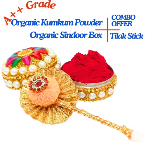 santarms Fancy Sindoor Box for Gift with Tilak Stick | Pooja Articles Gifting Sindoor Moti Dibbi - kumkum box with beautiful stick for multi-purpose - Image 2