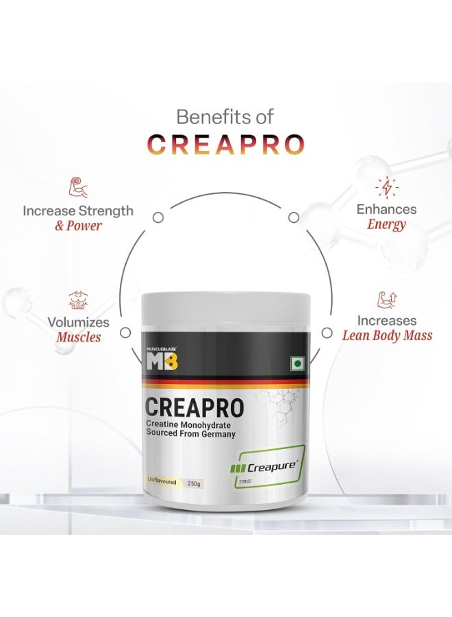 مسل بلايز مسحوق MuscleBlaze CreaPRO كرياتين مونوهيدرات مع Creapure، غير مُنكّه (83 حصة، 250 جم) - Image 2