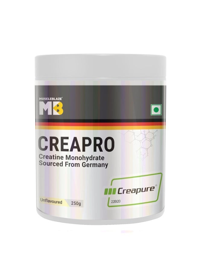مسل بلايز مسحوق MuscleBlaze CreaPRO كرياتين مونوهيدرات مع Creapure، غير مُنكّه (83 حصة، 250 جم) - Image 1