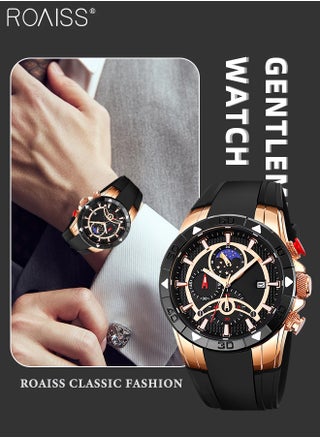 Men's Silicone Strap Quartz Watch, Analog Display Round Shape Dial Chronograph Watch with Moon Phase Function, Waterproof Casual Watch as Gift for Men - pzsku/Z49B58CEEE76F1B138341Z/45/_/1739945068/b7aaccde-1cbf-4dda-aec4-27d61fd5ac20