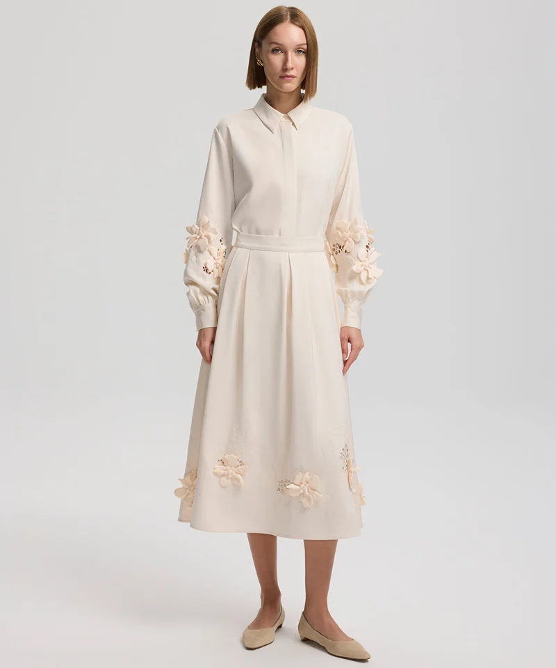 ابيكول Embroidered Midi Skirt