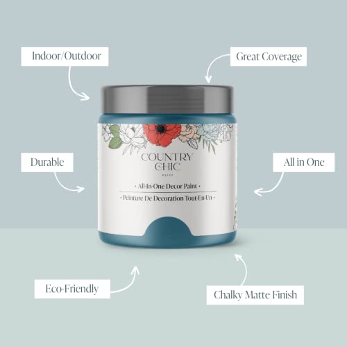 Country Chic Paint Country Chic All-in-One Chalk Paint for Furniture, Cabinets, Home Decor, Eco-Friendly, Matte Finish, Built-In Primer & Top Coat for Wood, Metal - Tide Pool (Blue) - Pint 16 oz (475 ml) - Image 2