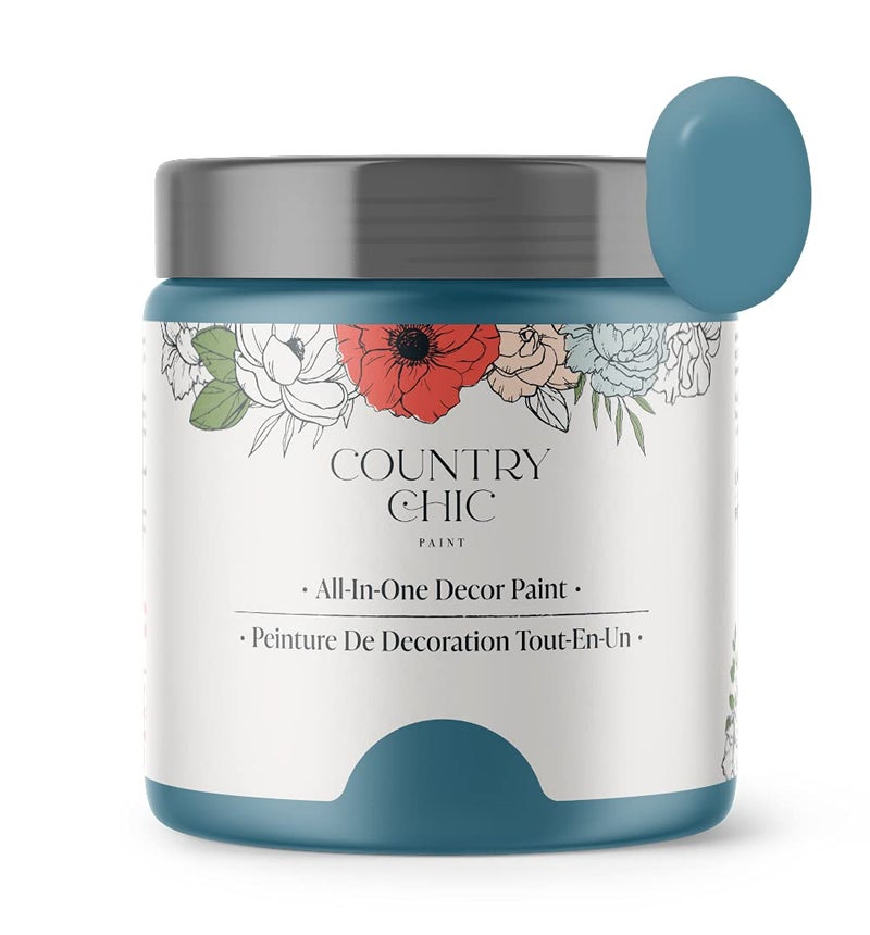 Country Chic Paint Country Chic All-in-One Chalk Paint for Furniture, Cabinets, Home Decor, Eco-Friendly, Matte Finish, Built-In Primer & Top Coat for Wood, Metal - Tide Pool (Blue) - Pint 16 oz (475 ml) - Image 1