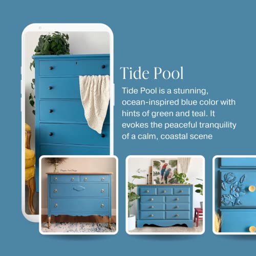 Country Chic Paint Country Chic All-in-One Chalk Paint for Furniture, Cabinets, Home Decor, Eco-Friendly, Matte Finish, Built-In Primer & Top Coat for Wood, Metal - Tide Pool (Blue) - Pint 16 oz (475 ml) - Image 3