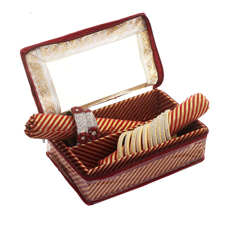 Kuber Industries Kuber Industries Brocade Hardboard 2 Pieces Two Rod Bangle Box (Maroon) - CTKTC030610  - Image 3
