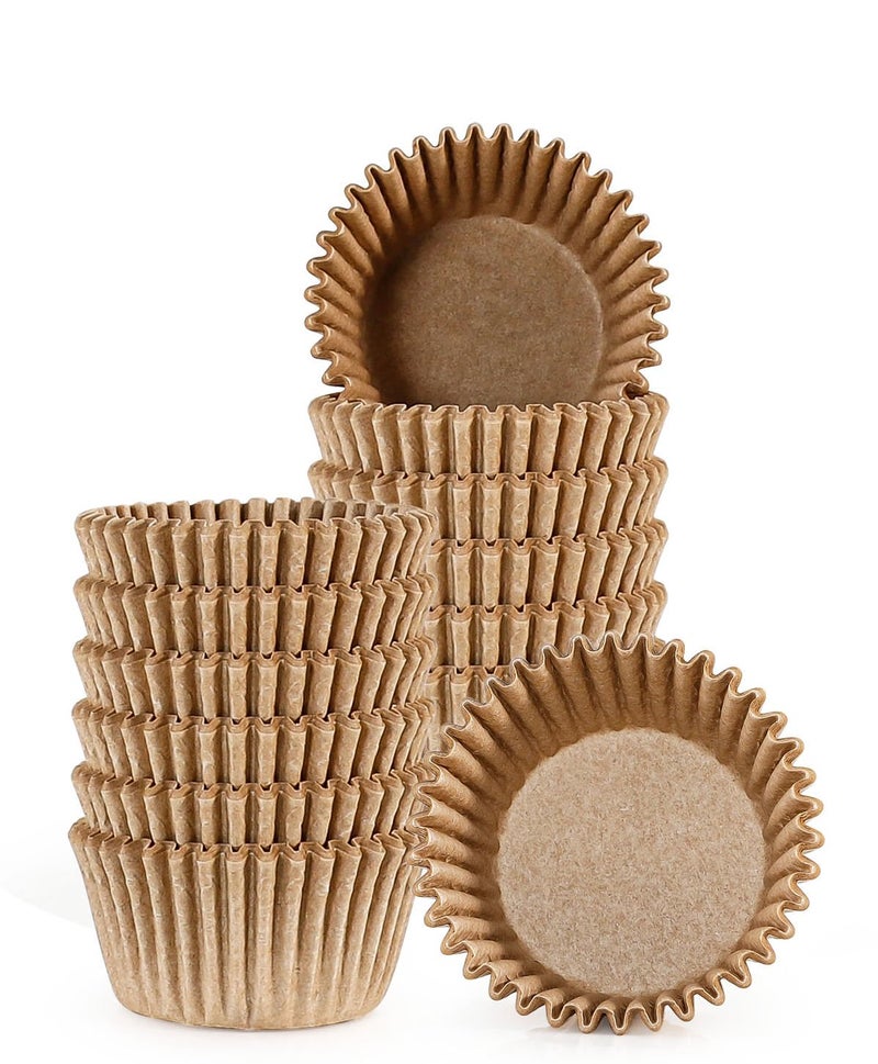 Caperci [300Pcs] Caperci Odorless Mini Cupcake Liners for Baking - Greaseproof Paper Muffin Baking Cups for Wedding Birthday Party Baby Shower Festivals (Natural) - Image 1
