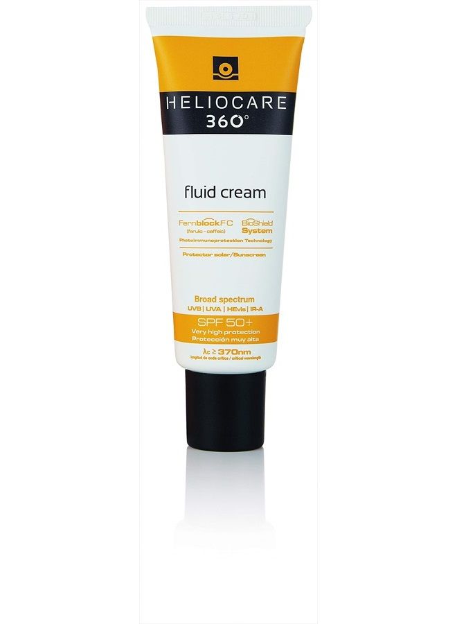 Heliocare 360° Fluid Cream SPF50+ 50ml / Sun Cream for Face/Daily UVA, UVB Visible Light and Infrared-A Anti-Ageing Sunscreen Protection/Dry and Normal Skin Types/Hydrating - Image 2