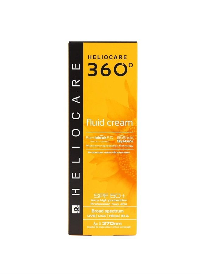 Heliocare 360° Fluid Cream SPF50+ 50ml / Sun Cream for Face/Daily UVA, UVB Visible Light and Infrared-A Anti-Ageing Sunscreen Protection/Dry and Normal Skin Types/Hydrating - Image 3