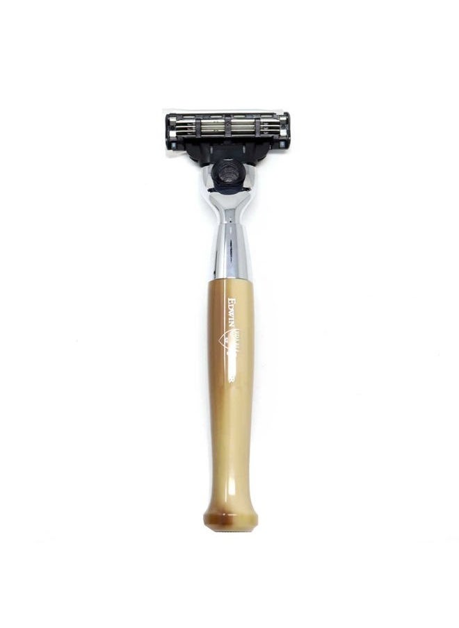 Edwin Jagger - Diffusion Series Chrome Plated Handler for the Gillette Mach3 Razor (Tan) - Image 1