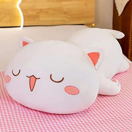 FUYU Cat Stuffed Animals Soft Cat Plush Pillow Kawaii Kitten Stuffed Animal Toy Gifts for Kids Boys Girls Room Decor White Squinted Eyes19in50cm - Image 5