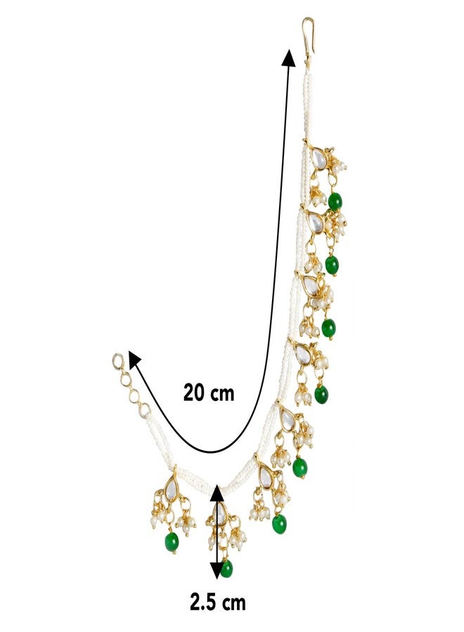 Peora Gold Plated Green Kundan Pearl Dangle Earring with Chain Indian Traditional Jewellery for Women - Image 4