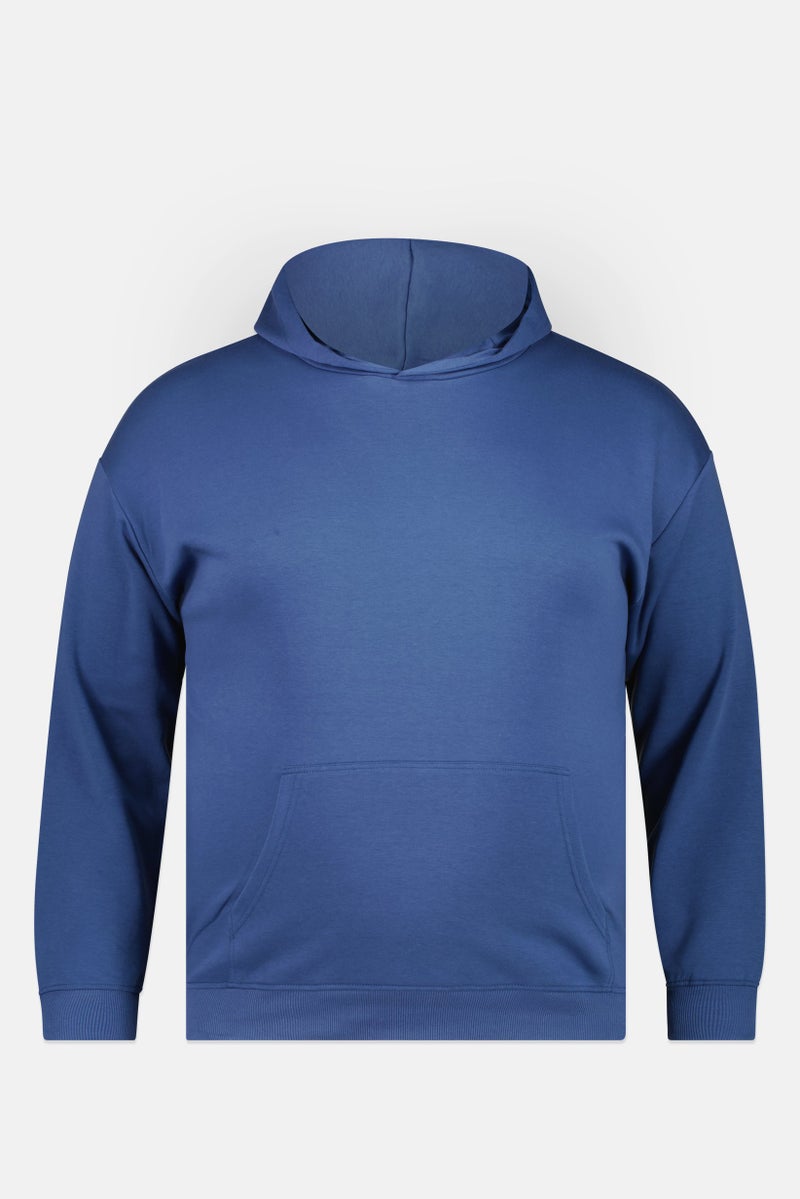 Algspar Men Solid Long Sleeve Hoodie, True Blue - Image 2