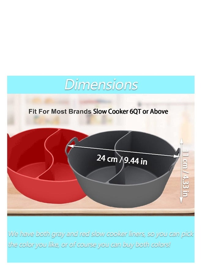 Generic - Slow Cooker Liners Fit Most 6QT Crockpot, Large Size Crock Pot Liners Reusable/BPA Free/Leakproof/Dishwasher Silicone Crockpot Liners 6-8QT Divider Slow Cooker Divider, Grey - Image 1
