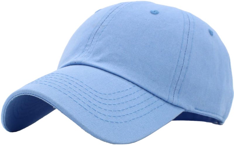KBETHOS KB-LOW SKY Classic Cotton Dad Hat Adjustable Plain Cap. Polo Style Low Profile (Unstructured) (Classic) Sky Adjustable - Image 1