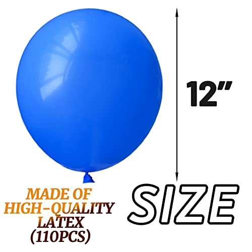 KUULBELA 110pcs Blue Balloon 12 inch, Blue Latex Balloon for Birthday Party Baby Shower Wedding(with 2 Ribbons). - Image 2
