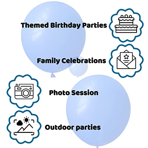 KUULBELA 110pcs Blue Balloon 12 inch, Blue Latex Balloon for Birthday Party Baby Shower Wedding(with 2 Ribbons). - Image 3