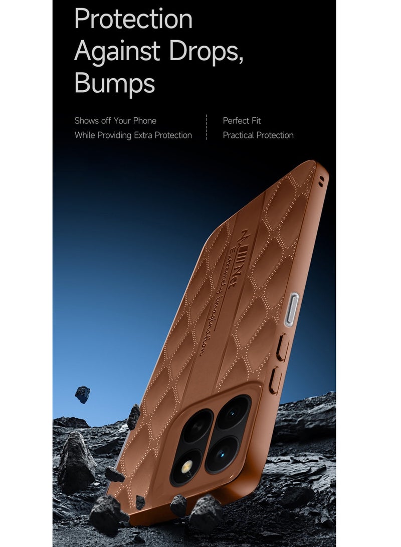 Wtech Honor X8c 4G 2025 Leather Texture Back Anti-Scratch Elegant Look Matte Finish Premium Feel Case Cover - Brown - Image 4