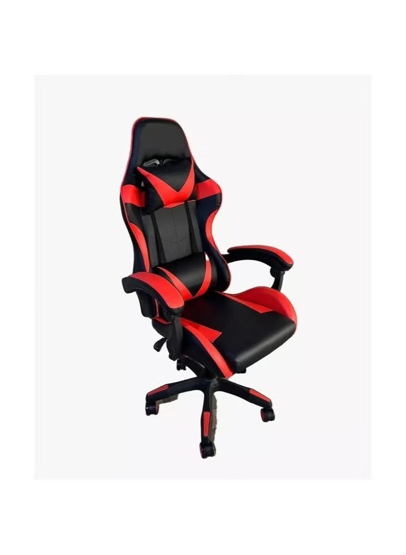 Gaming Chair Adjustable Computer Chair PC Office PU Leather High Back Lumbar Support Comfortable Armrest Headrest Red and Black - Image 2