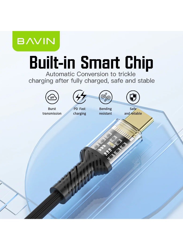 Bavin CB275 Power 18W Fast Charging Data Cable Smart Chip & Durable Braided Cable For Usb-Micro120cm White - Image 2